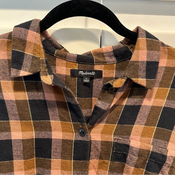 Like New Madewell Flannel Oversized Ex-Boyfriend Shirt in Gideon Plaid, L - Picture 10 of 12